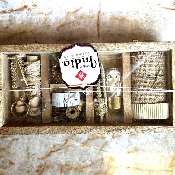 Craft and Sewing Kit in Wooden Box, Never Opened - Picture 2 of 4